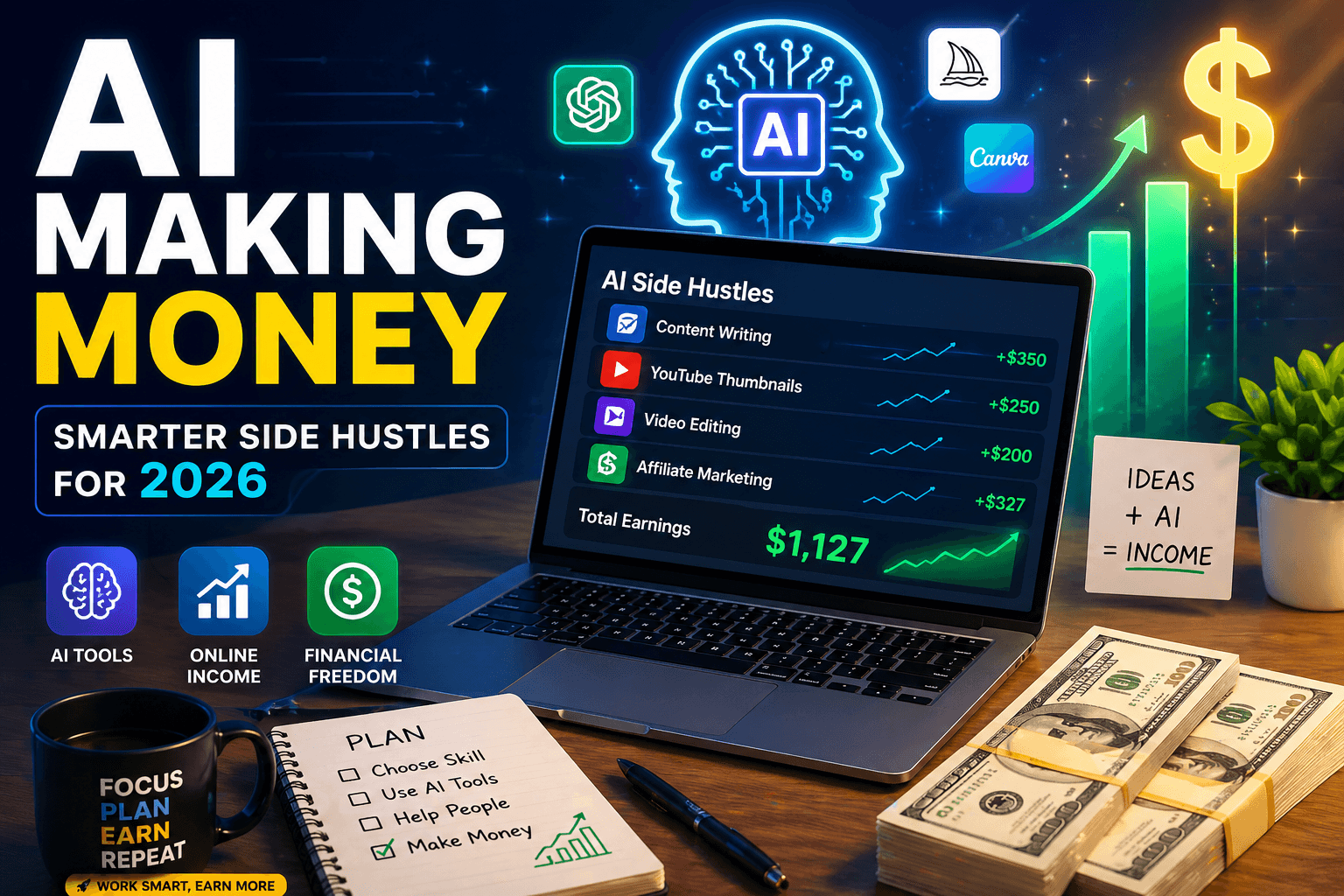 I Tried 7 AI Side Hustles for 30 Days in USA — These 3 Made Me $5,127 (2026)
